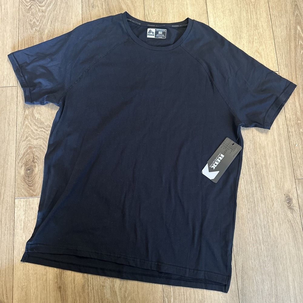 RBX Active Men's Performance Short Sleeve Tee Shirt Black‎ Cotton Stretch Large